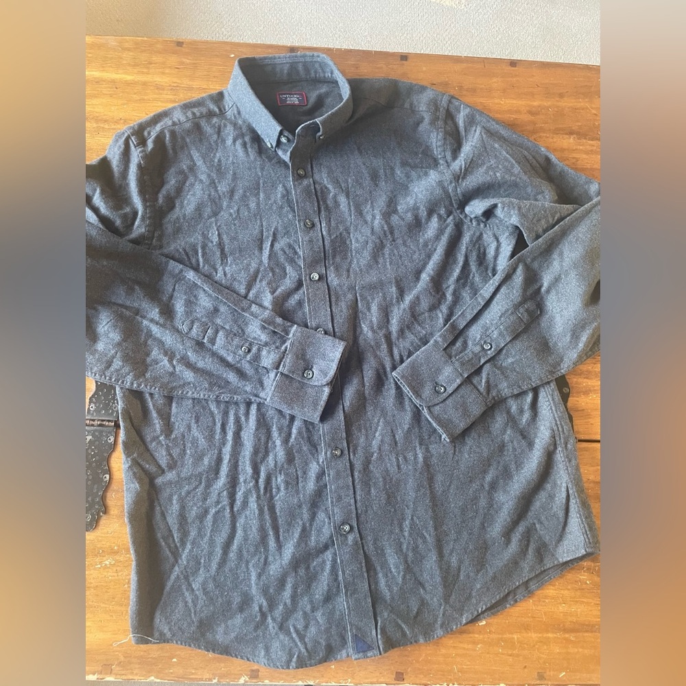 Nwot UNTUCKit Men's 100% Cotton Flannel Button Shirt Gray XL Tall